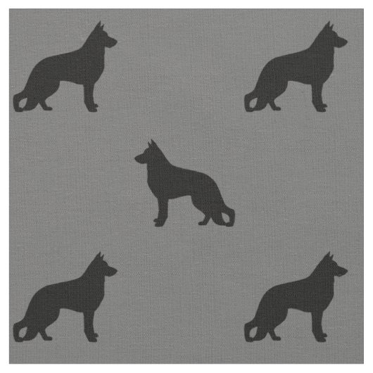 Duits Shepherd Dog Silhouettes Pattern Stof (Close Up)