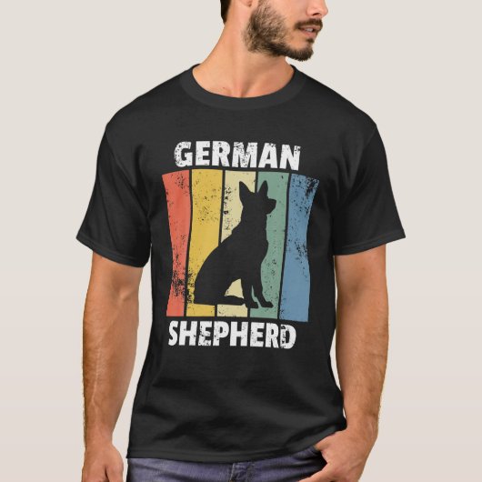 Duits Shepherd Retro Dog Design T-shirt (Voorkant)