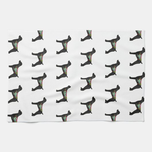 Duits Shorthaired Pointer Boho Silhouette Theedoek (Horizontaal)