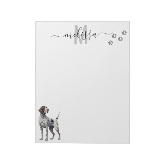 Duits Shorthaired Pointer Monogram op persoonlijke Notitieblok (Gedraaid)