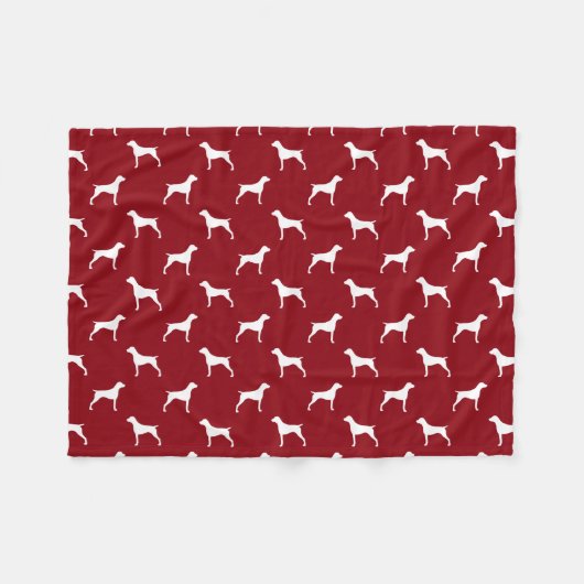 Duits Shorthaired Pointer Silhouettes Pattern Red Fleece Deken (Voorkant (Horizontaal))