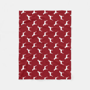 Duits Shorthaired Pointer Silhouettes Pattern Red Fleece Deken