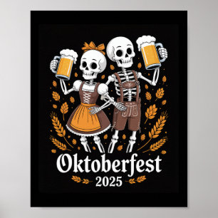 Duits Skelet Halloween Lederhosen Grappig 2025 Poster