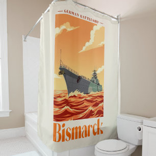 Duits Slagschip Bismarck - Oude Marineposter Douchegordijn