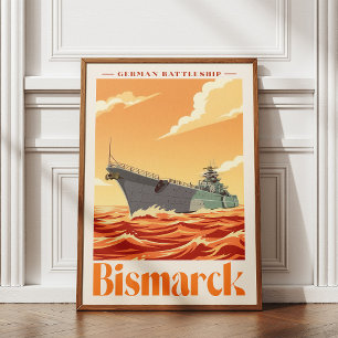 Duits Slagschip Bismarck - Oude Marineposter Foto Afdruk