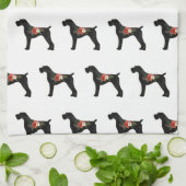 Duits Wirehaire Pointer Boho Floral Silhouette Theedoek (Gevouwen)