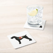 Duits Wirehaire Pointer Boho Floral Silhouette Vierkante Kartonnen Onderzetter (Insitu)