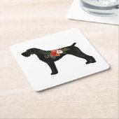 Duits Wirehaire Pointer Boho Floral Silhouette Vierkante Kartonnen Onderzetter (Schuin)