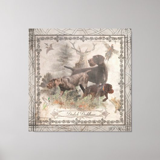 Duits Wirehaire Pointer Tapestry Faux Canvas Pr (Voorkant)
