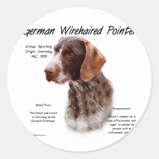 Duits Wirehaired Pointer Geschiedenis Ontwerp Ronde Sticker (Voorkant)
