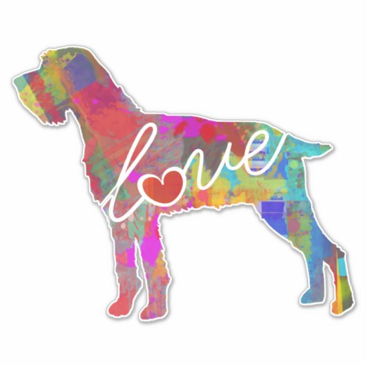 Duits Wirehaired Pointer Love Decal / Sticker (Voorkant)