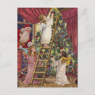 Duitse Angels Kerst Victoriaans Kunst Feestdagenkaart