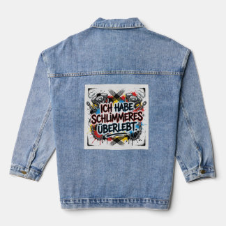 Duitse biker citaat – kleurrijke graffiti denim jacket
