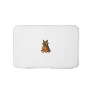 Duitse Bulldog Halloween Hond in Vampier Kostuum W Badmat