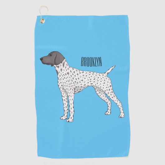 Duitse cartoon van Shorthaired Pointer-hond Golfhanddoek (Voorkant)