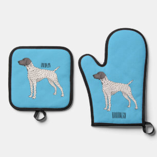 Duitse cartoon van Shorthaired Pointer-hond Ovenwant & Pannenlap Set