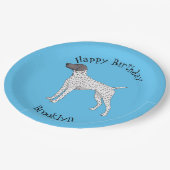 Duitse cartoon van Shorthaired Pointer-hond Papieren Bordje (Gekanteld)