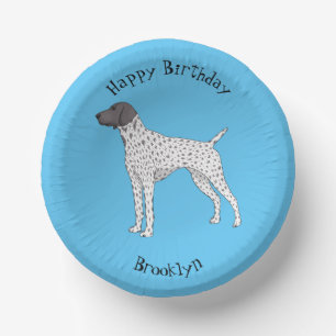 Duitse cartoon van Shorthaired Pointer-hond Papieren Kommen