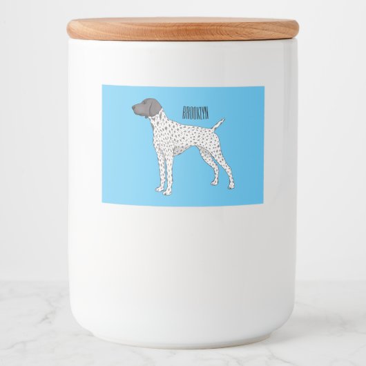 Duitse cartoon van Shorthaired Pointer-hond Voedselcontainer Etiket (Voorkant)