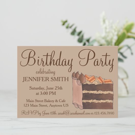 Duitse Chocolade Cake Slice Birthday Party Swap Kaart (Staand voorkant)