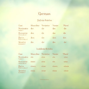 Duitse Definite & onbepaalde artikelen Grammar  Raamsticker