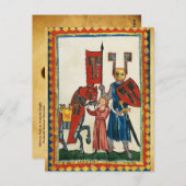 DUITSE DICHTER ALS DUITSE RIDDER MIDDELEEUWSE MINI BRIEFKAART (Voorkant / Achterkant)