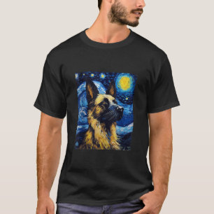Duitse Dog Sterrennacht Hondenliefhebber Dog Mam P T-shirt