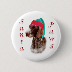 Duitse draadharige aanwijzer Santa Paws Ronde Button 5,7 Cm