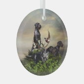  Duitse draadharige pointer    Glas Ornament (Voorkant Rechts)
