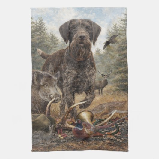 Duitse Draadharige Pointer Theedoek (Verticaal)