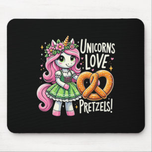 Duitse Drindl Eenhoorn Love Pretzels Grappige Kind Muismat