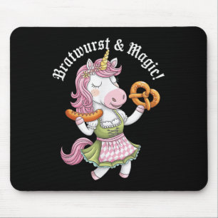 Duitse Eenhoorn Drindl Bratwurst Magic Funny Kinde Muismat