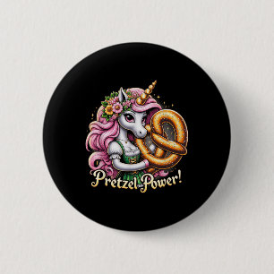 Duitse Eenhoorn Drindl Pretzel Power Funny Kinder Ronde Button 5,7 Cm