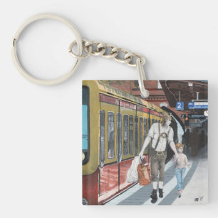 Duitse Elf Family Shopping Fantasy Art Sleutelhang Sleutelhanger