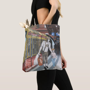 Duitse Elf Train Town Shopping Fantasy Canvas tas