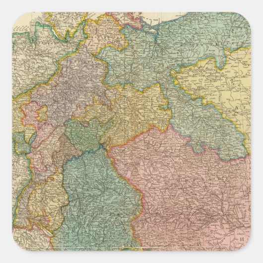 Duitse Empire Atlas Map Vierkante Sticker (Voorkant)
