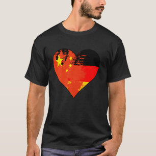 Duitse en Chinese Hart Erfgoed Vlag T-shirt