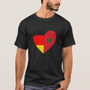 Duitse en Marokkaanse vlag Heart Morroco T-shirt
