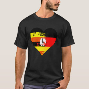 Duitse en Oegandese Hart Erfgoed Vlag T-shirt