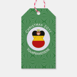 Duitse engel kerstvlag gepersonaliseerd cadeaulabel