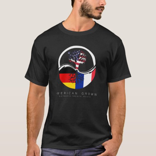 Duitse franse roet Amerikaan met vlag T-shirt (Voorkant)