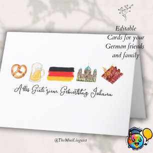 Duitse Happy Birthday Kaart, Alles Gute zum Geburt Bedankkaart