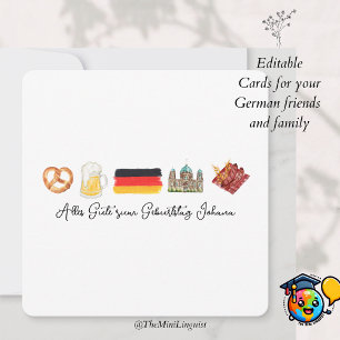 Duitse Happy Birthday Kaart, Alles Gute zum Geburt Feestdagenkaart