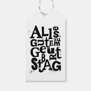 Duitse "Happy Birthday" Lino Print Cadeaulabel