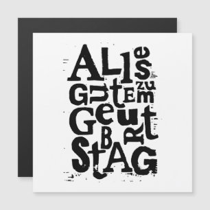 Duitse "Happy Birthday" Lino Print Magnetische Kaa