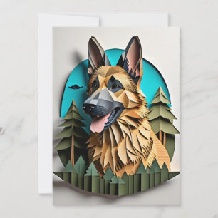 Duitse herder 3D Paper Art Design T-shirt Kaart