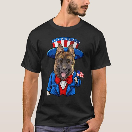 Duitse herder 4 juli Amerikaanse hond T-shirt (Voorkant)