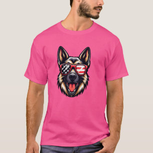 Duitse herder 4 juli Amerikaanse vlag patriottisch T-shirt