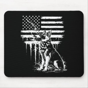 Duitse herder Amerikaanse vlag 4 juli hondenliefde Muismat