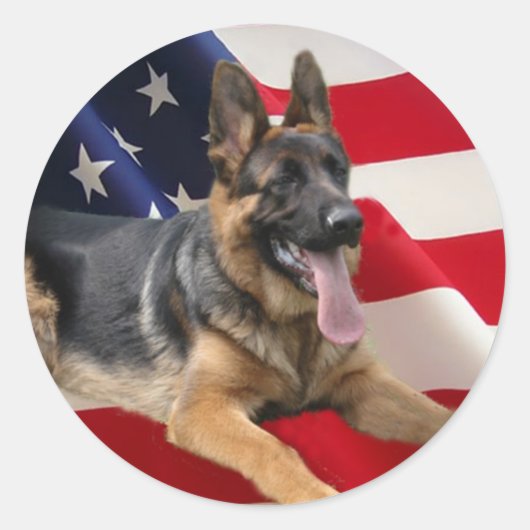 Duitse herder Amerikaanse vlag Sticker (Voorkant)